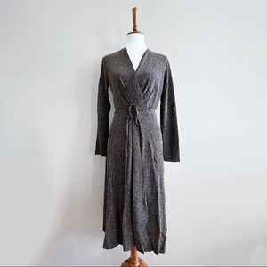 Who What Wear Faux Wrap Dress Gold Sparkle